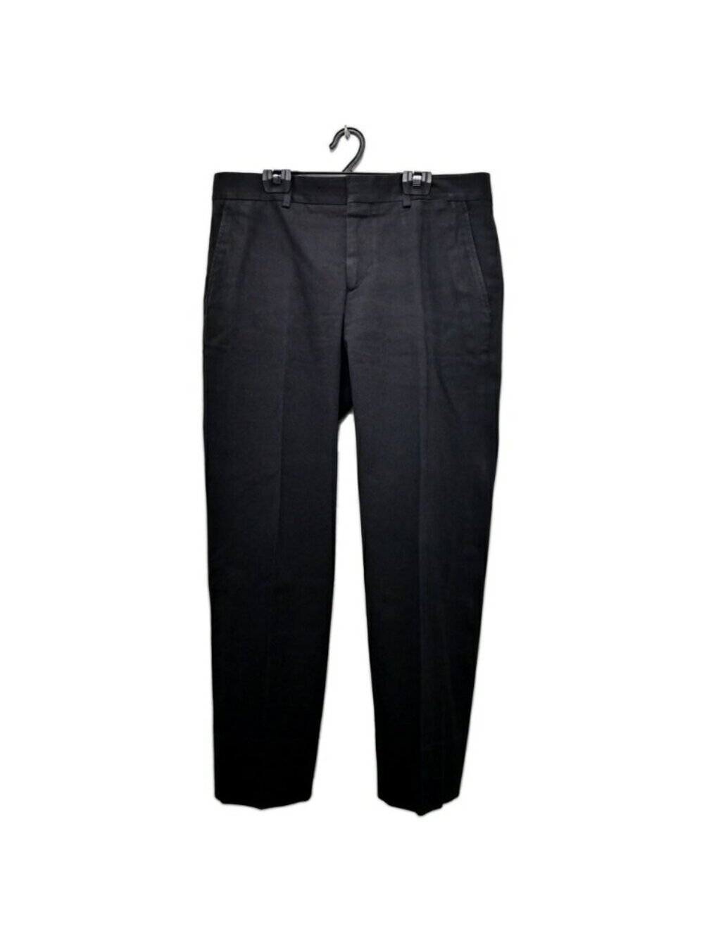 Hermes Center Crease Pants 40 Black Trousers Tapered Cotton